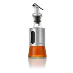 Homecloud Stainless Steel and Glass Oil Dispenser Bottle with Measuring Scale | Perfect for Olive Oil, Sauces, and Vinegar | Leak-Proof Auto Flip Non-Drip Spout | Capacity -200ML