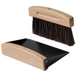 Small Dustpan and Brush Set, Mini Portable Dustpan, Portable Mini Broom Mini Wooden Table Brush for Family Kitchen Cleaning Tabletop Countertop 15.4 x 10.6 x 4 cm Black