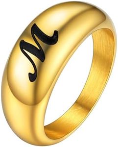 GOLDCHIC JEWELRY 18K Gold Plated Custom Stacking Biker Rings For Women, Polished Stainless Steel Pinky Ring Size 8