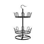 OLDRAINBOW Revolving Shoe Rack Iron Shoe Tree Rack,Standing Circular Shoe Rack Rotating Shoe Rack,Spinning Round Shoe Organizer Rack (Black, 2-Layer)