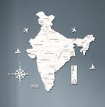 AD INFINITUM® 3D Wooden Map of India | Home Decor | Office Decor | A great gift for travelers | Wall decor State and Capital names with Borders (3x2 Feet, White Oak)