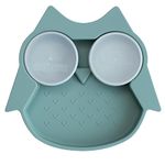 Tidy Tot ®™ Baby and Toddler Suction Plate for Feeding and Weaning | Silicone Plate with Secure Suction | Removable Plate Divider Pots with Lids. Suction Plates for Babies from 6 Months. Owl and Fox