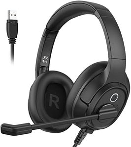EKSA Auriculares USB con Micrófono, Cascos con Microfono Cancelación de Ruido, Control de Audio, Auriculares con Cable y Microfono para Computadora Portátil/Centro de Llamadas/Oficina/Zoom/Equipos