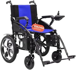 Alton All Terrain Heavy Duty Powerful Dual Motor Foldable Electric Wheelchair Motorized Power Wheelchairs Silla de Ruedas Electrica para Adultos. Supports up to 265 lbs - Weight 99 lbs (Blue)