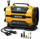 AstroAI Tire Inflator Portable Air Compressor Pump 150PSI 12V DC/110V AC with Dual Metal Motors &LED Light， Automotive Car Accessories&Two mode for car, bicycle tires and air mattresses, Yellow