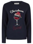 Tokyo Laundry Women's 'Merry Christmas' Santa Wine Sequin Design Novelty Knitted Xmas Jumper