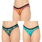 Bummer Women's Printed Micro Modal Bikinis Panties | Soft & Breathable Underwear |Combo Pack of 3 (in, Alpha, S, Bricked, Lazy Luna, Mc Bum)