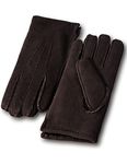 YISEVEN Men's Merino Rugged Sheepskin Shearling Leather Gloves Mittens Sherpa Fur Short Cuff Thick Wool Lined and Heated Warm for Winter Cold Weather Dress Driving Work Xmas Gifts, Dark Brown Small