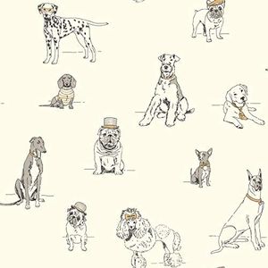 York Wallcoverings Ashford Toiles Dog's Life Removable Wallpaper, Silver/Metallic Gold