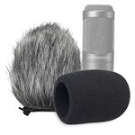 AT2020 Windscreen and Foam Cover, Indoor Outdoor Microphone Wind Muff for Audio-Technica AT2020, AT2020USB, AT2020USB+ mic AT2035, AT4040, AT2050 Microphone by SUNMON（2Pack）