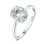 JewelryPalace Oval Cut 9 * 7mm 2ct Moissanite Solitaire Engagement Rings for Women, Classic 925 Sterling Silver Promise Ring for Her, Simulated Diamond Anniversary Wedding Ring VVS D-F 7