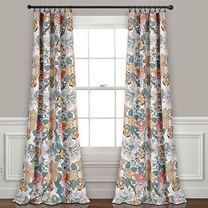 Lush Decor, Tende Sydney blu e gialla | Set di pannelli per finestre oscuranti per soggiorno, sala da pranzo, camera da letto (coppia), 274,3 x 52 l