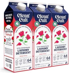Cleancult Ultra Concentrated Liquid Laundry Detergent, 192 loads (96 oz), Long Lasting Scent, 90% Less Plastic, No Harsh Chemicals, Rose Petal, Defeats Stains & Odors, HE/Standard Compatible