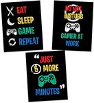 Unframed Video Game Themed Funny Wall Art Prints, Set of 3 (8" x 10") Gaming Poster Art Painting For Kids Room Teenage Boy Decor