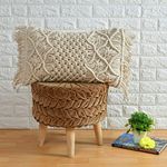 AASHIYANA SAJONA Beautifull and Luxurious Handmade 100% Cotton Macrame Cushion Cover 12x20 inch in Natural Beige Colour | Boho Cushion Cover