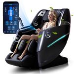 HealthRelife Massage Chair Full Body Zero Gravity, 55“ SL-Track Shiatsu, 10 Modes, 11 Massage Technique, 40 Airbag Massage, with Yoga Stretch, Foot Massage, APP Control, Negative Oxygen lons（Black）