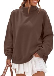 Trendy Queen Women’s Fleece Oversized Mock Neck Sweatshirts with Pockets