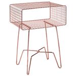 mDesign Modern Farmhouse Side/End Table - Metal Grid Design - Open Storage Shelf Basket, Hairpin Legs - Vintage, Rustic, Industrial Home Decor Accent Furniture for Living Room, Bedroom - Rose Gold