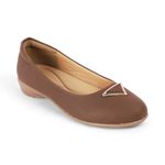 tresmode CHEVIZ Women's Ballerina Shoes Footwear Brown, 5 UK / 38 EU - Almond Toe Ladies Ballet Flats Stylish Formal Casual Comfortable Wear