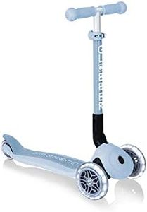 Globber Junior Foldable ECOlogic - Kids 3 Wheel Scooter For Ages 2+ - Folding With Adjustable Handles - LED Wheels - 2 Year Warranty (Blueberry)