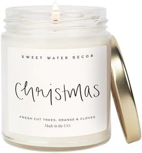 Sweet Water Decor Christmas Scented Candle | Cinnamon, Trees, Orange, and Clove Scents | Christmas Candles and Decor for Home | 9oz. Clear Jar Soy Candle, Made in the USA