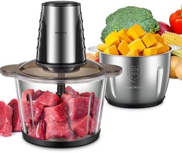 Food Processors with 2 Large Bowls (3L+3L), Mini Chopper Electric Food Chopper, 2 Speed, 1 Bi-Level Blades, Meat Mincer 500W Copper Motor for Baby Food, Meat, Onion, Vegetables, Nut