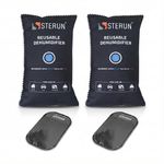Sterun Reusable Car Dehumidifier Bag 1kg with Anti-Slip Dashboard Pad, Silica Gel Moisture Absorber, Colour Change Indicator, Ideal for Vehicles, Prevents Damp and Condensation (2 Pack)
