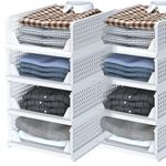 Azaria 8 Pcs Stackable Drawer Organizer Small Wardrobe For Clothes Organiser For Storage Plastic Shelf Divider For Wardrobe Folding Storage Cabinet Plastic Closet Storage For Kitchen & Bathroom-White