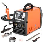 HITBOX MIG Welder Machine, 140A 4 in 1 Gasless/Stick/Lift TIG/Spool Gun IGBT Inverter Welders, 110V 220V Synergy MIG Welding Machine Portable Flux Core Welder with LED Display(HIM200)