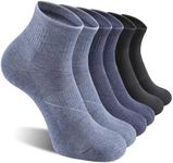 CS CELERSPORT 6 Pack Men's Ankle Socks with Cushion Athletic Running Socks, Black+Light Blue+Dark Blue, Shoe Size: 9-12