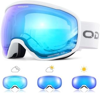 Odoland Photochromic Ski Goggles for Sunny and Cloudy Days, Anti-Fog OTG UV Protection Snowboard Goggles for Men Women Youth, blue