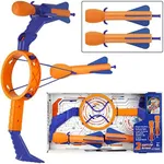 Funwares Mighty Ring Strike - Kids Bow and Arrow Archery Set Toy - Safe for Indoor & Outdoor Play - Mom's Choice Awards Winner - Includes 2 Cushiony Foam Arrows & 1 Orange & Blue Bow