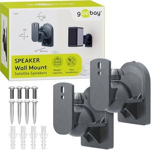 goobay 49393 Soporte de Pared para Altavoces Universal, Giratorio/inclinable para Altavoces de hasta 3,5 kg, Negro
