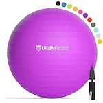 URBNFit Exercise Ball - Yoga Ball for Workout, Pilates, Pregnancy, Stability - Swiss Balance Ball w/ Pump - Fitness Ball Chair for Office, Home Gym, Labor- Purple, 26 in