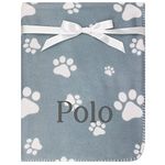 TeddyT's Personalised Paw Print Pet Soft Fleece Blanket (Grey), 120 x 100 cm