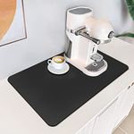 PoYang Coffee Mat: Coffee Bar Mat with Rubber Backed, 12" X 17" Hide Stains Coffee Maker Mat for Countertops, Coffee Matt for Counter, Coffee Bar Accessories, Absorbent Dish Drying Mat (Black)