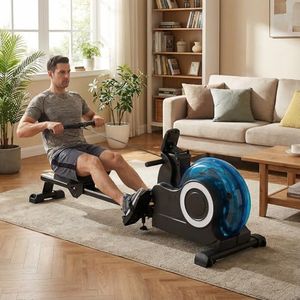 Ouroad Water Rowing Machine for Home Use, Foldable Row Machine with 15L Large Water Tank, LCD Monitor, Bluetooth Connectivity, 120kg Max Weight