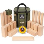 GetMovin' Sports Kubb Premium Rubberwood Set, Viking Chess Fun Outdoor Yard Game, Giant Board Game for The Beach, Lawn, or Party