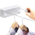 ZEBROC Retractable Heavy Duty Double Clothesline for Drying Clothes Indoor Outdoor | Dual 13.8 ft Stainless Steel Ropes | Wall Mounted or No-Drill Laundry Drying Rack for Balcony(Dual Liner White)