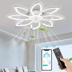 NACATIN Ceiling Fans with Lights and Remote, 87CM Modern LED Acrylic Ceiling Fan Light, Dimmable Adjustable Wind Speed Reversible Motor, Ideal for Living Room, Bedroom, Kitchen (White)