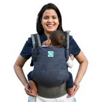 Kol Kol Baby Carrier Infant Bag,100% Hand Woven Cotton,Light-Weight,Safe&Ergonomic Baby Carry Bag&2 Carry Positions,For 4 Months To 3 Year Old Baby,Denim-Suitable For Men&Women,Without Hood,Blue