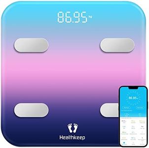 Bilancia Pesapersone Digitale Bilancia Impedenziometrica Meccanica, 7 dati chiaramente visualizzati sul display LED super grande, App per iOS e Android, sincronizzazione con Bluetooth e WIFI.180kg