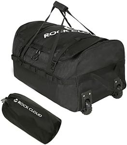 ROCK CLOUD Foldable Wheeled Duffel Bag with Wheels 85L Rolling Duffle Bag Packable 26 inch for Travel Camping Sports, Black, Upgrade, 110L, 28 in