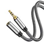 Tan QY Audio Extension Cable 3Ft,Audio Auxiliary Stereo Extension Audio Cable 3.5mm Stereo Jack Male to Female, Stereo Jack Cord for Phones, Headphones,Tablets and More (3Ft/1M, Silver)