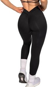 Danysu V Back Leggings for Women Scrunch Butt Leggings Buttery Soft High Waisted Booty Tights Workout Gym Yoga Pants, Black, Small