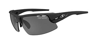 TIFOSI Crit Half Frame Matte Black Sunglasses: Half frame design, interchangeable lenses, lightweight, UV protection, adjustable, hydrophilic rubber