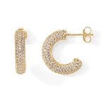 PAVOI 14K Gold Plated 925 Sterling Silver Post Cubic Zirconia Chunky Hoop Earrings | Thick Lightweight Gold Hoop Earrings for Women | Fully Studded Hoop Earring, 17 Millimeters, 14K Yellow Gold plated