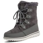 Polar Boot Womens Quilted Outdoor Cuff Snow Duck Waterproof Lace Up Faux Fur Boots , Grey Suede, 6 UK