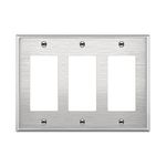 Enerlites 7733 3 Gang Stainless Steel Wall Plate for Decorator Switch, Outlet, GFCI Device