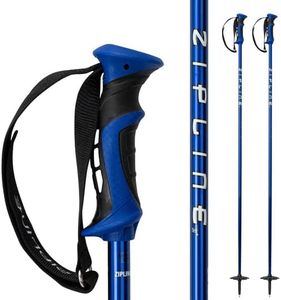 Zipline Blurr 16.0 Graphite Composite Downhill Ski Poles - Lightweight, Freeride All-Mountain, Vibration Dampening, Choice of Gold Medalist David Wise (Blue Chrome, 40" in./102 cm)